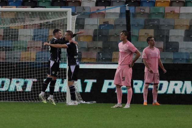 miller celebrates after scoring the 2-0 goal for his team during the Frecciarossa Italian Cup 2025 2026 soccer match between Udinese and Palermo at Stadio Bluenergy in Udine , North Italy , Tuesday , September 23, 2025. - Soccer  Copyright: xAndreaxBressanutti LaPressex