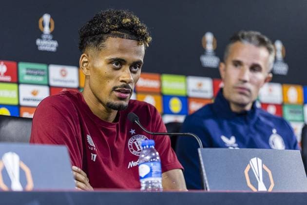 BRAGA , 23-09-2025 , Stadium municipal de Braga , season 2025 2026 , Europa League football , press conference, PK, Pressekonferenz Feyenoord , picture shows Press conference Feyenoord Braga  x31162971x Copyright: