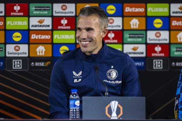BRAGA , 23-09-2025 , Stadium municipal de Braga , season 2025 2026 , Europa League football , press conference, PK, Pressekonferenz Feyenoord , picture shows Press conference Feyenoord Braga  x31163416x Copyright: