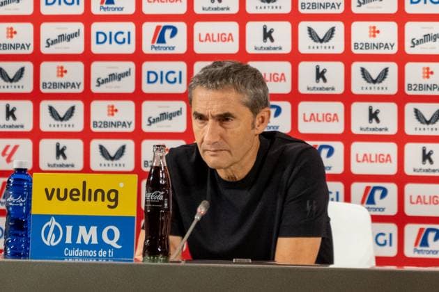 Athletic de Bilbao’s head coach, Ernesto Valverde during the press conference, PK, Pressekonferenz after La Liga game between Athletic de Bilbao and Girona at San Mamés, Bilbao, Spain.  Copyright: xAndresxLopezxSheridanxx xSPPx Sportspressphoto_SPR30522