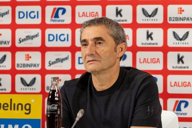Athletic de Bilbao’s head coach, Ernesto Valverde during the press conference, PK, Pressekonferenz after La Liga game between Athletic de Bilbao and Girona at San Mamés, Bilbao, Spain.  Copyright: xAndresxLopezxSheridanxx xSPPx Sportspressphoto_SPR30523