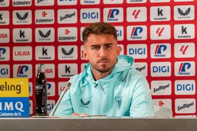 Aymeric Laporte (N14) during the press conference, PK, Pressekonferenz after La Liga game between Athletic de Bilbao and Girona at San Mamés, Bilbao, Spain.  Copyright: xAndresxLopezxSheridanxx xSPPx Sportspressphoto_SPR30525