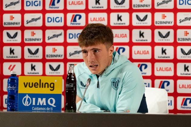Mikel Jaureguizar (N18) during the press conference, PK, Pressekonferenz after La Liga game between Athletic de Bilbao and Girona at San Mamés, Bilbao, Spain.  Copyright: xAndresxLopezxSheridanxx xSPPx Sportspressphoto_SPR30526