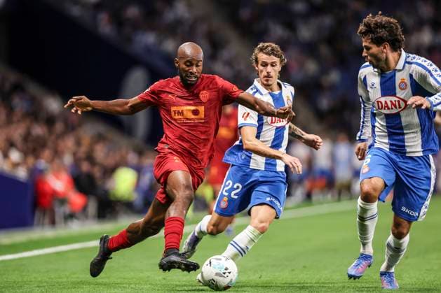 September 23, 2025, Cornella, Barcelona, SPAIN: Dimitri Foulquier of Valencia CF in action during the Spanish league, La Liga EA Sports, football match played between RCD Espanyol and Valencia CF at RCDE Stadium on September 23, 2025 in Cornella, Barcelona, Spain. Cornella SPAIN - ZUMAa181 20250923_zaa_a181_191 Copyright: xJavierxBorregox