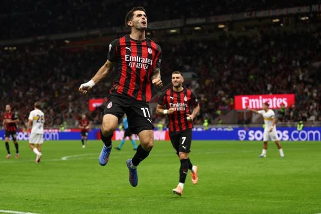 Ac Milan - Us Lecce Christian Pulisic of Ac Milan celebrates after scoring a goal during the Coppa Italia Round of 16 match beetween Ac Milan and Us Lecce at Stadio Giuseppe Meazza on September 23, 2025 in Milano, Italy . Milano Stadio Giuseppe Meazza Italy Copyright: xMarcoxCanonierox