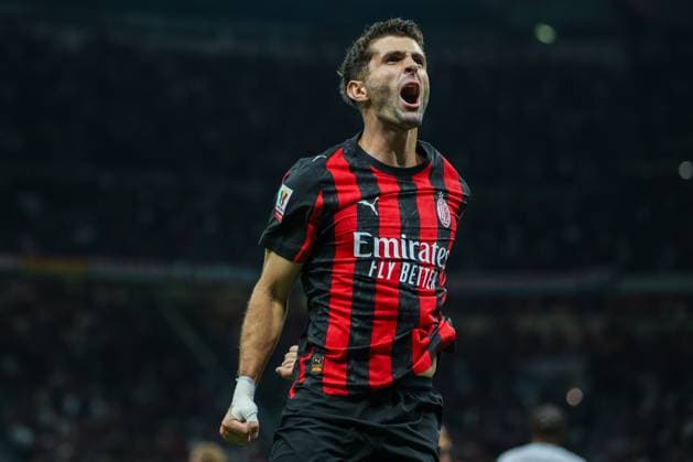 AC Milan vs US Lecce Coppa Italia 2025 26 23 09 2025 Christian Pulisic of AC Milan celebrates after scoring a goal during Coppa Italia 2025 26 football match between AC Milan and US Lecce at San Siro Stadium Copyright: xBEAUTIFULxSPORTS Carabellix