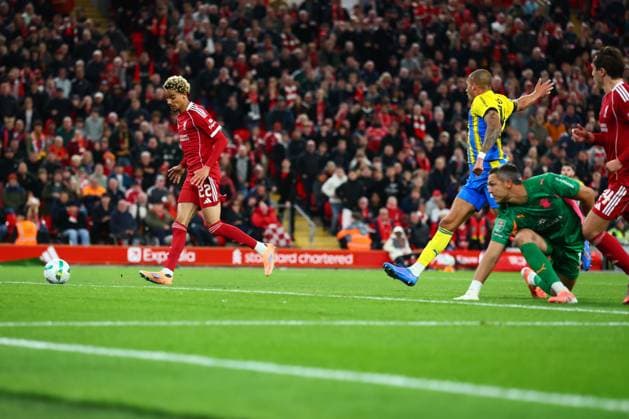 Hugo Ekitike of Liverpool scores to make 2-1 Liverpool v Southampton, EFL Carabao Cup, Third Round, Football, Anfield, Liverpool, UK - 23 Sep 2025Liverpool Anfield United Kingdom EDITORIAL USE ONLY No use with unauthorised audio, video, data, fixture lists, club league logos or live services. Online in-match use limited to 120 images, no video emulation. No use in betting, games or single club league player publications. Copyright: xPaulxCurrie Shutterstockx 15498466da