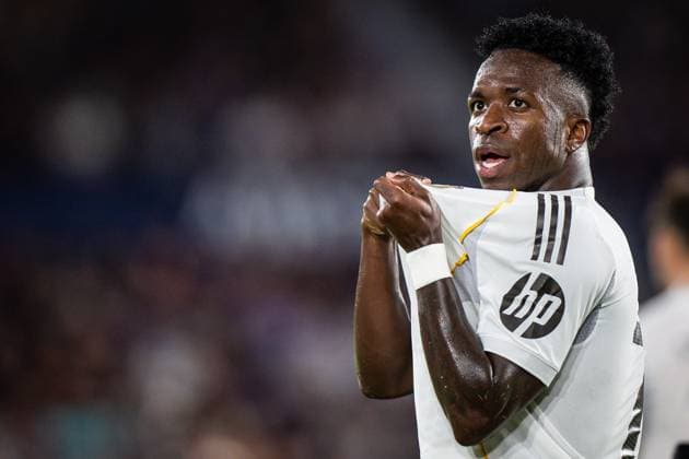 September 23, 2025, Valencia, Spain, Spain: Vinicius Junior (Jr) of Real Madrid celebrates his goal during the LaLiga match between Levante UD and Real Madrid CF at Estadio Ciudad de Valencia on September 23, 2025 in Valencia, Spain. Omar Arnau Valencia Spain - ZUMAm308 20250923_zsp_m308_013 Copyright: xMatthieuxMirvillex
