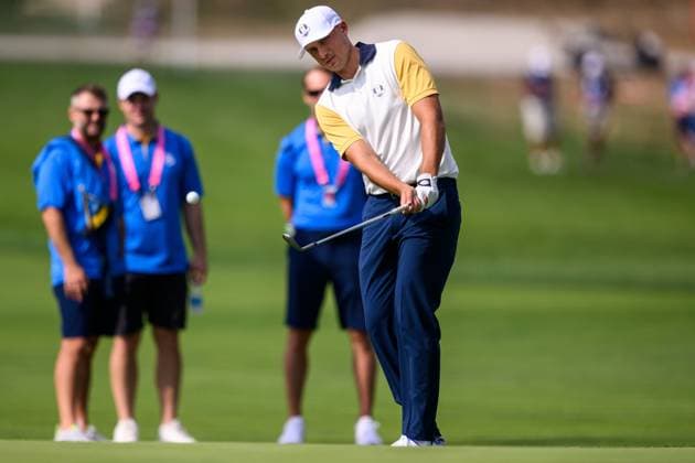 250923 Ludvig Aberg of Team Europe during a practice round on day 3 of the Ryder Cup on September 23, 2025 in New York Photo Jesper Zerman BILDBYRAN kod JZ JZ0614 golf ryder cup usa europe bbeng  Copyright: JESPERxZERMAN BB250923JZ077
