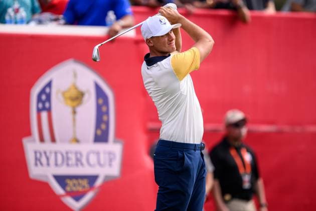 250923 Ludvig Aberg of Team Europe during a practice round on day 3 of the Ryder Cup on September 23, 2025 in New York Photo Jesper Zerman BILDBYRAN kod JZ JZ0614 golf ryder cup usa europe bbeng  Copyright: JESPERxZERMAN BB250923JZ079