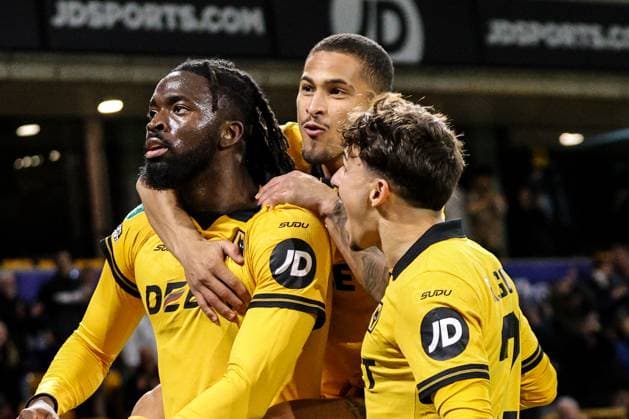 Tolu Arokodare (14 Wolves) celebrates scoring the second goal for Wolves during the Carabao Cup football match between Wolverhampton Wanderers and Everton at Molineux stadium in Wolverhampton, England  Copyright: xNataliexMincher SPPx Sportspressphoto_SPR30879