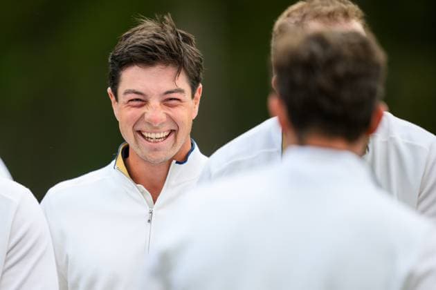 250923 Viktor Hovland of Team Europe during a photo session on day 3 of the Ryder Cup on September 23, 2025 in New York Photo Jesper Zerman BILDBYRAN kod JZ JZ0614 golf ryder cup usa europe bbeng  Copyright: JESPERxZERMAN BB250923JZ089
