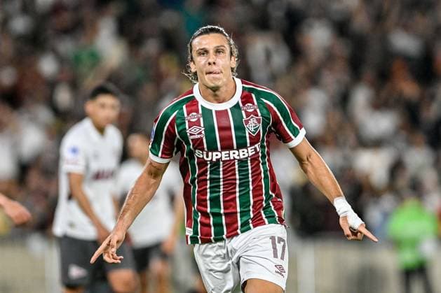 Fußball, Copa Sudamericana, Fluminense Rio de Janeiro - CA Lanus Fluminense x Lanus RIO DE JANEIRO, RJ - 23.09.2025: FLUMINENSE X LANUS - Fluminense (BRA) faces Lanus (ARG) this Tuesday (23), for the Copa Sulamericana, second leg of the quarterfinals. The teams will take to the field at the Maracana lawn at 9:30 pm. Canobio celebrates goal (Photo: Celso Pupo Fotoarena) x2812241x  CelsoxPupo