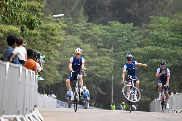 UCI 2025 Road World Championship, WM, Weltmeisterschaft Kigali 28 09 2025 KIGALI, RWANDA - SEPTEMBER 28 : the French team pictured during a training ride prior to the Men Elite cycling road race of the UCI Road World Championships 2025 92nd edition an UCI World Championships cycling race of 267.5 km with start in Kigali and finish in Kigali on September 28, 2025 in Kigali, Rwanda, 28 09 2025 Kigali Rwanda  Copyright: xJanxDexMeuleneirx