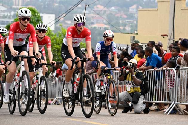 UCI 2025 Road World Championship, WM, Weltmeisterschaft Kigali 28 09 2025 KIGALI, RWANDA - SEPTEMBER 28 : the Canadian Cycling team pictured during a training ride prior to the Men Elite cycling road race of the UCI Road World Championships 2025 92nd edition an UCI World Championships cycling race of 267.5 km with start in Kigali and finish in Kigali on September 28, 2025 in Kigali, Rwanda, 28 09 2025 Kigali Rwanda  Copyright: xJanxDexMeuleneirx