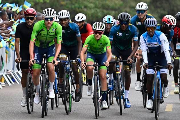 UCI 2025 Road World Championship, WM, Weltmeisterschaft Kigali 28 09 2025 KIGALI, RWANDA - SEPTEMBER 28 : Pogacar Tadej (SLO) Zigart Urska (SLO) pictured during a training ride prior to the Men Elite cycling road race of the UCI Road World Championships 2025 92nd edition an UCI World Championships cycling race of 267.5 km with start in Kigali and finish in Kigali on September 28, 2025 in Kigali, Rwanda, 28 09 2025 Kigali Rwanda  Copyright: xJanxDexMeuleneirx