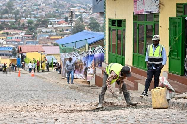 UCI 2025 Road World Championship, WM, Weltmeisterschaft Kigali 28 09 2025 KIGALI, RWANDA - SEPTEMBER 28 : Illustration picture of the mur de Kigali pictured during a training ride prior to the Men Elite cycling road race of the UCI Road World Championships 2025 92nd edition an UCI World Championships cycling race of 267.5 km with start in Kigali and finish in Kigali on September 28, 2025 in Kigali, Rwanda, 28 09 2025 Kigali Rwanda  Copyright: xJanxDexMeuleneirx
