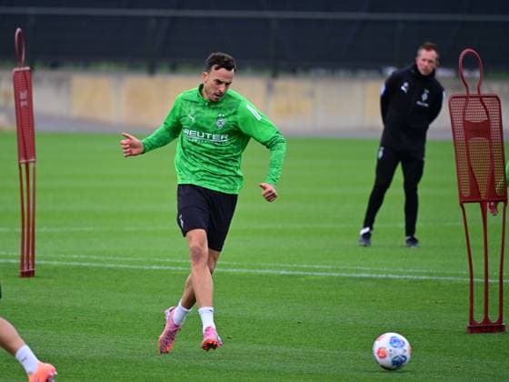 24 09 2025 Moenchengladbach Football, Men, Season 2025 2026, Training Borussia Moenchengladbach Haris Tabakovic Gladbach DFL regulations prohibit any use of photographs as image sequences and or quasi video Borussia Park NRW Germany