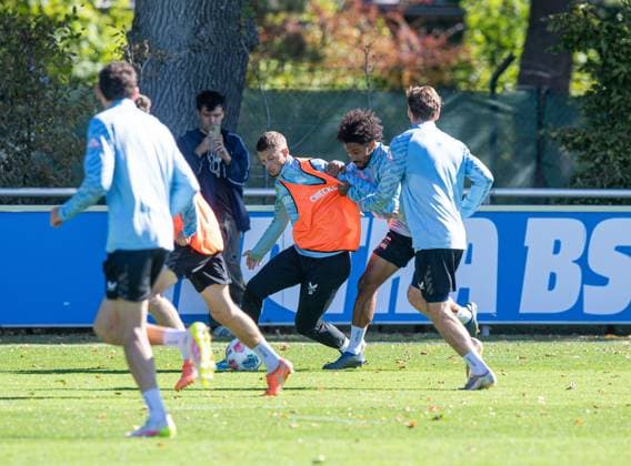 Soccer, Men, Season 2025 26, 2 Bundesliga, Hertha BSC, Training, f l Michael Cuisance Hertha BSC , Jeremy Dudziak Hertha BSC , 24 09 2025, Copyright: xSebastianxRäppold MatthiasxKochx