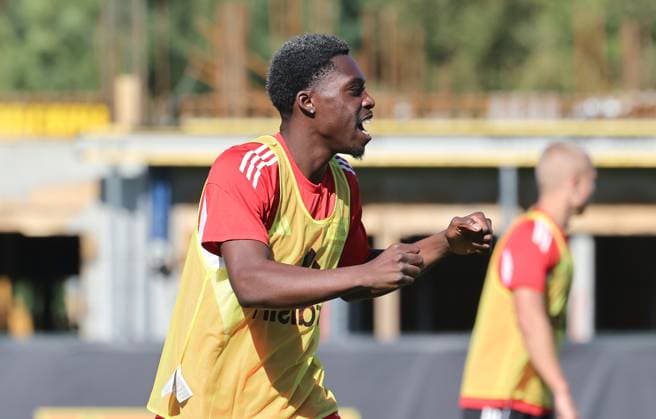 Derrick Köhn cheers after goal joy emotion jubilation sport soccer soccer training 1 Bundesliga men DFL season 2025 2026 24 09 2025 1 FC Union Berlin FCU DFL regulations prohibit any use of photographs as image sequences and or quasi video