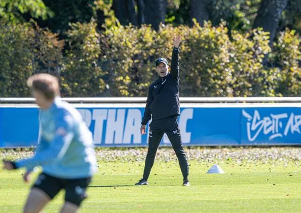 Soccer, Men, Season 2025 26, 2 Bundesliga, Hertha BSC, Training, Coach Stefan Leitl Hertha BSC , 24 09 2025, Copyright: xSebastianxRäppold MatthiasxKochx