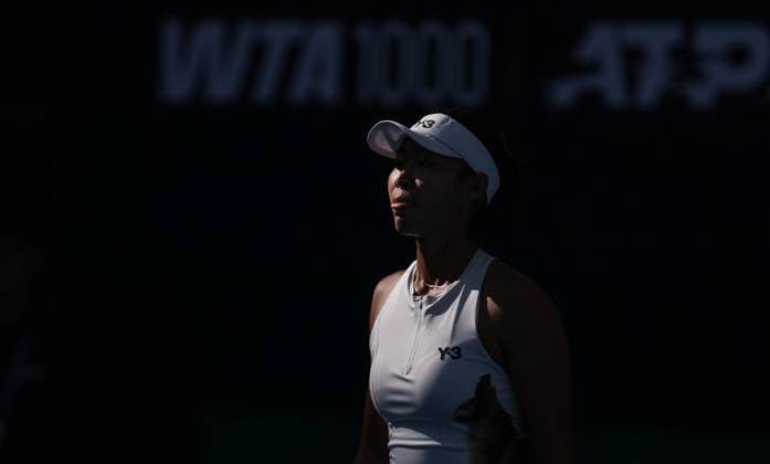 (250924) -- BEIJING, Sept. 24, 2025 -- Zhang Ruien reacts during the women s singles first round match between Zhang Ruien of China and Eva Lys of Germany at 2025 China Open tennis tournament in Beijing, China, Sept. 24, 2025. ) (SP)CHINA-BEIJING-TENNIS-CHINA OPEN-WOMEN S SINGLES-FIRST ROUND (CN) BaixXuefei 