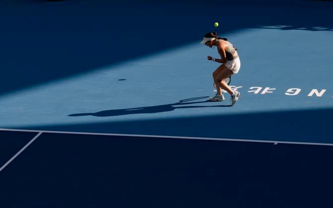 (250924) -- BEIJING, Sept. 24, 2025 -- Eva Lys celebrates during the women s singles first round match between Zhang Ruien of China and Eva Lys of Germany at 2025 China Open tennis tournament in Beijing, China, Sept. 24, 2025. ) (SP)CHINA-BEIJING-TENNIS-CHINA OPEN-WOMEN S SINGLES-FIRST ROUND (CN) BaixXuefei 