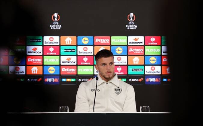 24 09 2025, Germany, Stuttgart, Football UEFA Europa League, VfB Stuttgart press conference, Ermedin Demirovic VfB
