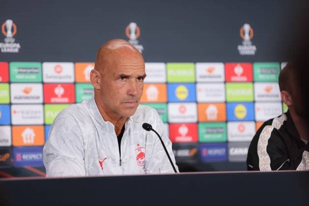 SOCCER - UEFA EL, RBS vs Porto SALZBURG,AUSTRIA,24.SEP.25 - SOCCER - UEFA Europa League, Red Bull Salzburg vs FC Porto, preview, press conference, PK, Pressekonferenz RBS. Image shows head coach Thomas Letsch (RBS).  GEPAxpictures xMathiasxMandl