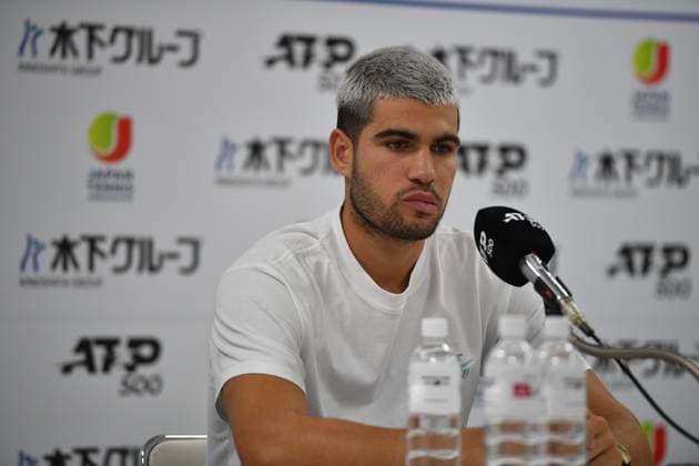 Spain s Carlos Alcaraz during the press conference, PK, Pressekonferenz and interacting to press questions during Japan open tennis tournament ATP500 2025 at Ariake Tennis stadium in Tokyo, Japan on September 24, 2025  Copyright: xRanjithxKumar IPAxSportx xipa-agency.netx xx IPA_65668298 IPA_Agency_IPA65668298