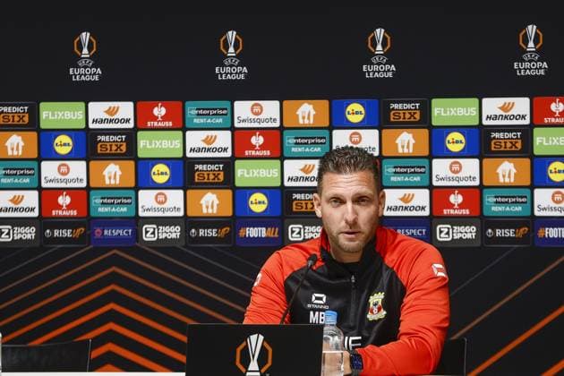 DEVENTER , 24-09-2025 , Stadium De Adelaarshorst , season 2025 2026 , UEFA Europa League League phase . press conference, PK, Pressekonferenz and training before the Europa League match between Go Ahead Eagles and FCSB, Picture shows GA Eagles trainer coach Melvin Boel Press conference and training before Go Ahead Eagles - FCSB  x31173187x Copyright: