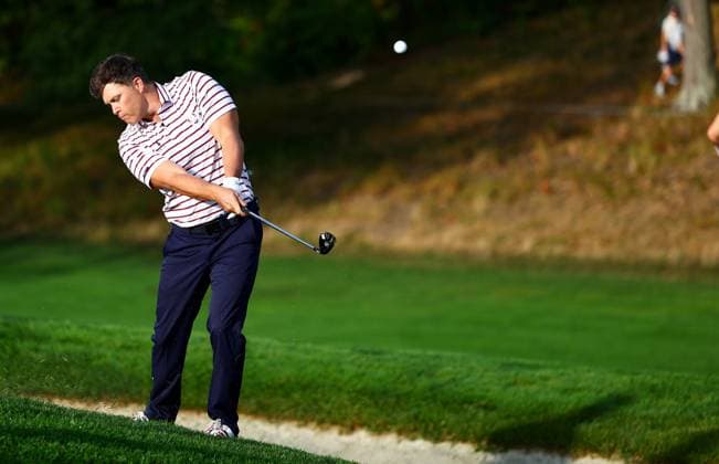 Colin Jost of Team USA during the Celebrity All-Star match. 2025 Ryder Cup, Celebrity Match, Golf, Bethpage Black Golf Course, New York, USA - 24 Sep 2025New York Bethpage Black Golf Course New York (NY) United States of America EDITORIAL USE ONLY No use with unauthorised audio, video, data, fixture lists, club league logos or live services. Online in-match use limited to 120 images, no video emulation. No use in betting, games or single club league player publications. Copyright: xJamesxMarsh Shutterstockx 15500192ao