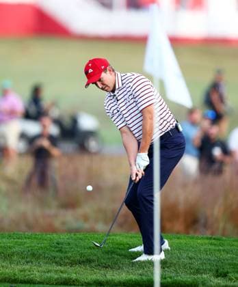 Eli Manning of Team USA during the Celebrity All-Star match. 2025 Ryder Cup, Celebrity Match, Golf, Bethpage Black Golf Course, New York, USA - 24 Sep 2025New York Bethpage Black Golf Course New York (NY) United States of America EDITORIAL USE ONLY No use with unauthorised audio, video, data, fixture lists, club league logos or live services. Online in-match use limited to 120 images, no video emulation. No use in betting, games or single club league player publications. Copyright: xJamesxMarsh Shutterstockx 15500192av