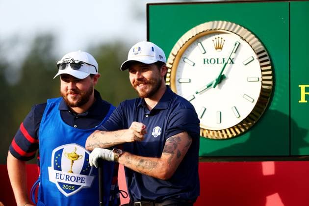 Brooklyn Peltz Beckham of Team Europe during the Celebrity All-Star match. 2025 Ryder Cup, Celebrity Match, Golf, Bethpage Black Golf Course, New York, USA - 24 Sep 2025New York Bethpage Black Golf Course New York (NY) United States of America EDITORIAL USE ONLY No use with unauthorised audio, video, data, fixture lists, club league logos or live services. Online in-match use limited to 120 images, no video emulation. No use in betting, games or single club league player publications.  Copyright: xJamesxMarsh Shutterstockx 15500192bb