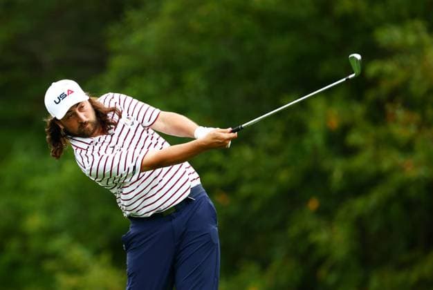 Noah Kahan of Team USA during the Celebrity All-Star match. 2025 Ryder Cup, Celebrity Match, Golf, Bethpage Black Golf Course, New York, USA - 24 Sep 2025New York Bethpage Black Golf Course New York (NY) United States of America EDITORIAL USE ONLY No use with unauthorised audio, video, data, fixture lists, club league logos or live services. Online in-match use limited to 120 images, no video emulation. No use in betting, games or single club league player publications.  Copyright: xJamesxMarsh Shutterstockx 15500192bd