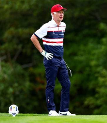 John McEnroe of Team USA during the Celebrity All-Star match. 2025 Ryder Cup, Celebrity Match, Golf, Bethpage Black Golf Course, New York, USA - 24 Sep 2025New York Bethpage Black Golf Course New York (NY) United States of America EDITORIAL USE ONLY No use with unauthorised audio, video, data, fixture lists, club league logos or live services. Online in-match use limited to 120 images, no video emulation. No use in betting, games or single club league player publications.  Copyright: xJamesxMarsh Shutterstockx 15500192bk
