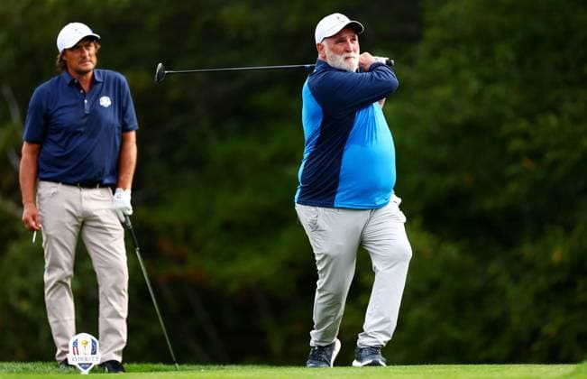 Jose Andres of Team Europe during the Celebrity All-Star match. 2025 Ryder Cup, Celebrity Match, Golf, Bethpage Black Golf Course, New York, USA - 24 Sep 2025New York Bethpage Black Golf Course New York (NY) United States of America EDITORIAL USE ONLY No use with unauthorised audio, video, data, fixture lists, club league logos or live services. Online in-match use limited to 120 images, no video emulation. No use in betting, games or single club league player publications.  Copyright: xJamesxMarsh Shutterstockx 15500192bn