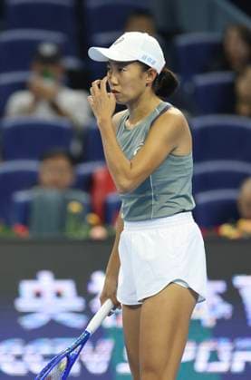 (250924) -- BEIJING, Sept. 24, 2025 -- Zhang Shuai reacts during the women s singles first round match between Anastasia Zakharova of Russia and Zhang Shuai of China at 2025 China Open tennis tournament in Beijing, China, Sept. 24, 2025. ) (SP)CHINA-BEIJING-TENNIS-CHINA OPEN-WOMEN S SINGLES-FIRST ROUND (CN) BaixXuefei 