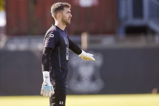 DEVENTER , 24-09-2025 , Stadium De Adelaarshorst , season 2025 2026 , UEFA Europa League League phase . press conference, PK, Pressekonferenz and training before the Europa League match between Go Ahead Eagles and FCSB, Picture shows GA Eagles goalkeeper Jari de Busser Press conference and training before Go Ahead Eagles - FCSB  x31174144x Copyright: