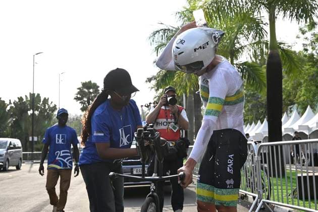 UCI 2025 Road World Championship, WM, Weltmeisterschaft Kigali 24 09 2025 KIGALI, RWANDA - SEPTEMBER 24 : Vine Jay (AUS) during the Mixed Elite Team Time Trial Mixed Relay of the UCI Road World Championships 2025 92nd edition an UCI World Championships cycling race of 42.4 km with start in Kigali and finish in Kigali on September 24, 2025 in Kigali, Rwanda, 24 09 2025 Kigali Rwanda  Copyright: xJanxDexMeuleneirx