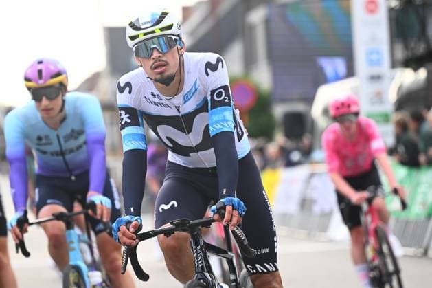 Omloop van Het Houtland 2025 Cycling Race LICHTERVELDE, BELGIUM - SEPTEMBER 24 : Movistar Team rider during the 78th edition of Omloop van Het Houtland an UCI Class 1.1 one day cycling road race for Men Elite of 198,7 km with start in Eernegem and finish in Lichtervelde on September 24, 2025 in Lichtervelde, Belgium, 24 09 2025 Lichtervelde Belgium  Copyright: xGvgx