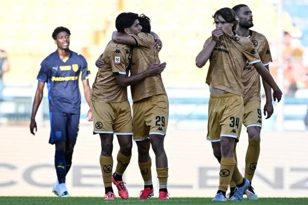 Mg Parma 24 09 2025 - Coppa Italia Parma-Spezia foto Matteo Gribaudi Image nella foto: esultanza gol Giuseppe Aurelio 