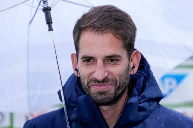 Theodoros Dedes coach, head coach, TSG , single image, single photo, action, action, joy, rejoice, rejoicing, friendly, cheerful, happy, beaming, optimistic, 24 09 2025, Sinsheim Hoffenheim Germany , Football, Google Pixel Women Bundesliga, TSG 1899 Hoffenheim 1 FC Nürnberg, DFB DFL REGULATIONS PROHIBIT ANY USE OF PHOTOGRAPHS AS IMAGE SEQUENCES AND OR QUASI VIDEO xozx