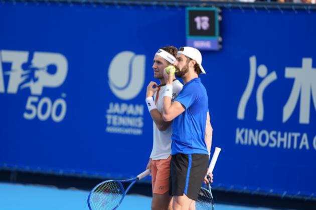 Casper Ruud and Jordan Thompson pair on action during the Men s doubles 1st round at Japan open tennis tournament ATP500 2025 at Ariake Tennis stadium in Tokyo, Japan on September 24, 2025  Copyright: xRanjithxKumar IPAxSportx xipa-agency.netx xx IPA_65687674 IPA_Agency_IPA65687674