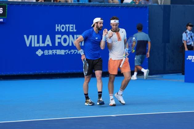 Casper Ruud and Jordan Thompson pair on action during the Men s doubles 1st round at Japan open tennis tournament ATP500 2025 at Ariake Tennis stadium in Tokyo, Japan on September 24, 2025  Copyright: xRanjithxKumar IPAxSportx xipa-agency.netx xx IPA_65687682 IPA_Agency_IPA65687682