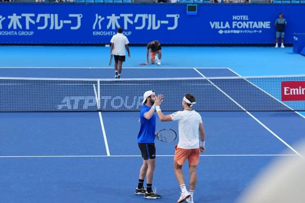 Casper Ruud and Jordan Thompson pair on action during the Men s doubles 1st round at Japan open tennis tournament ATP500 2025 at Ariake Tennis stadium in Tokyo, Japan on September 24, 2025  Copyright: xRanjithxKumar IPAxSportx xipa-agency.netx xx IPA_65687702 IPA_Agency_IPA65687702
