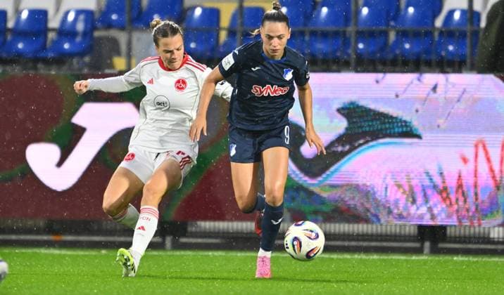 24 09 2025 Soccer Season 2025 2026 1 Google Pixel Women Bundesliga 04 Matchday TSG Hoffenheim 1 FC Nürnberg FCN Club Clubfrauen Sportfoto Zink xwoxzix Nastassja Lein 24, 1 FC Nürnberg FCN Jill Janssens 9, TSG Hoffenheim