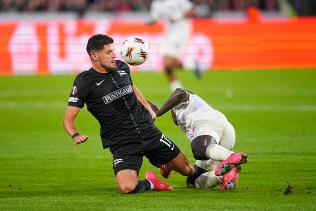 Denmark Europa League FC Midtjylland SK Sturm Graz Sturm Grazs Emir Karic during the Europa League match between FC Midtjylland and SK Sturm Graz at MCH Arena in Herning on Wednesday, September 24, 2025 Photo Bo Amstrup Scanpix 2025 , Herning Denmark  Copyright: BoxAmstrupx spdk20250924-191636-L