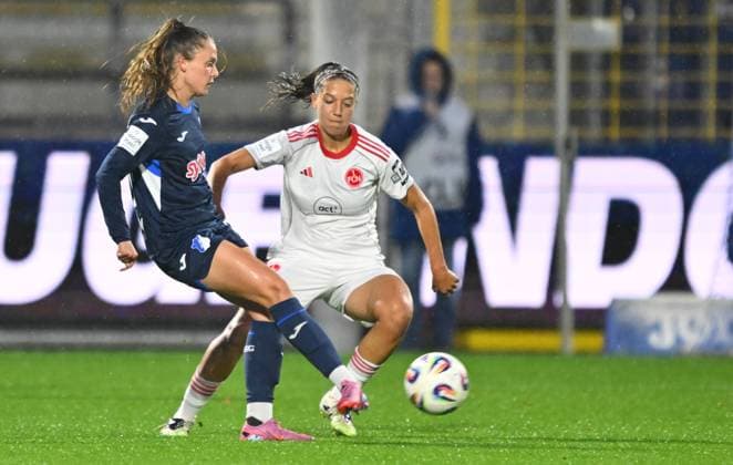 24 09 2025 Soccer season 2025 2026 1 Google Pixel Women Bundesliga 04 Matchday TSG Hoffenheim 1 FC Nürnberg FCN Club Clubfrauen Sportfoto Zink xwoxzix Valesca Ampoorter 18, TSG Hoffenheim Laura Miller 9, 1 FC Nürnberg FCN