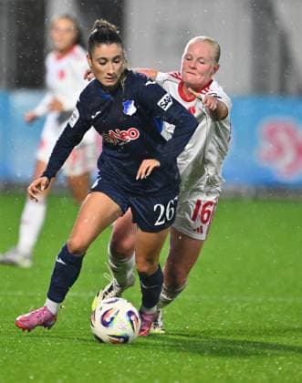 24 09 2025 Soccer Season 2025 2026 1 Google Pixel Women Bundesliga 04 Matchday TSG Hoffenheim 1 FC Nürnberg FCN Club Clubfrauen Sportfoto Zink xwoxzix Janna Grimm 26, TSG Hoffenheim Aleigh Gambone 16, 1 FC Nürnberg FCN